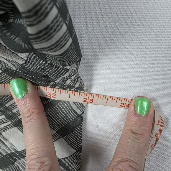 Free People Shirt Grey White Plaid Button Up Blouse Sheer Top Womens Size Medium - Picture 6 of 7